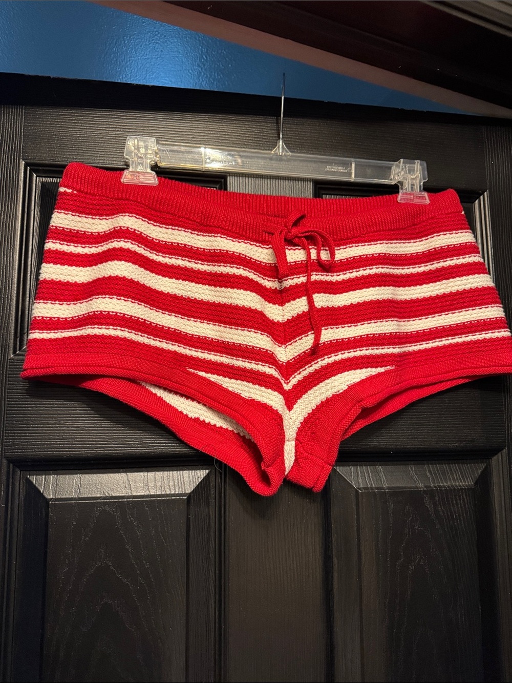 wild fable Red and Cream Striped Knit Lounge Shorts